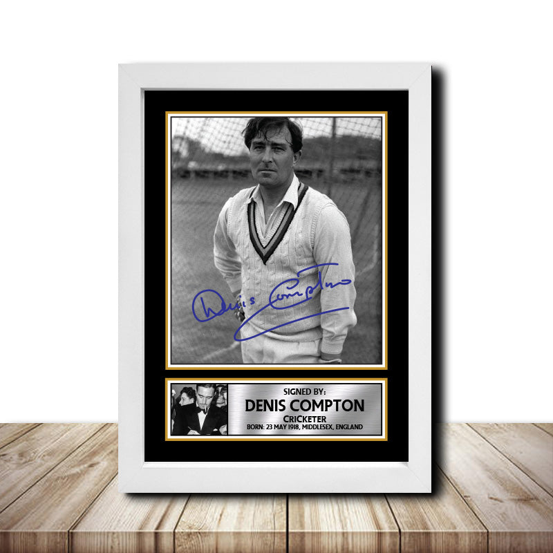 Denis Compton M1537 Cricketer Printed Signature Poster Print Gift