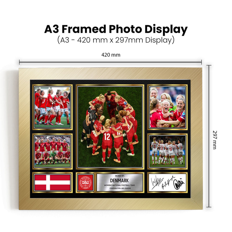 Denmark Ladies Football Teams Framed Autographed Print - Limited Edition Autograph Fan Gift – Collectible Memorabilia Merchandise