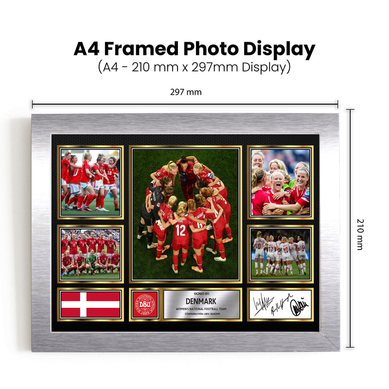 Denmark Ladies Football Teams Framed Autographed Print - Limited Edition Autograph Fan Gift – Collectible Memorabilia Merchandise