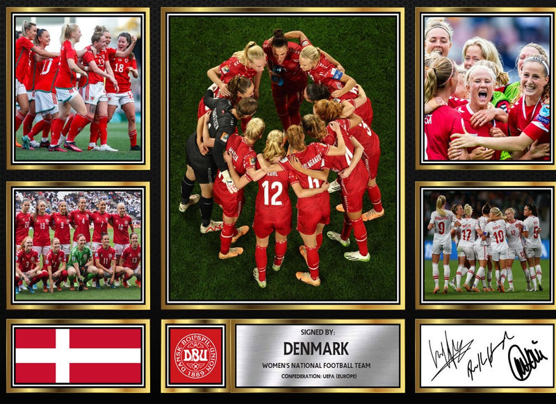 Denmark Ladies Football Teams Framed Autographed Print - Limited Edition Autograph Fan Gift – Collectible Memorabilia Merchandise