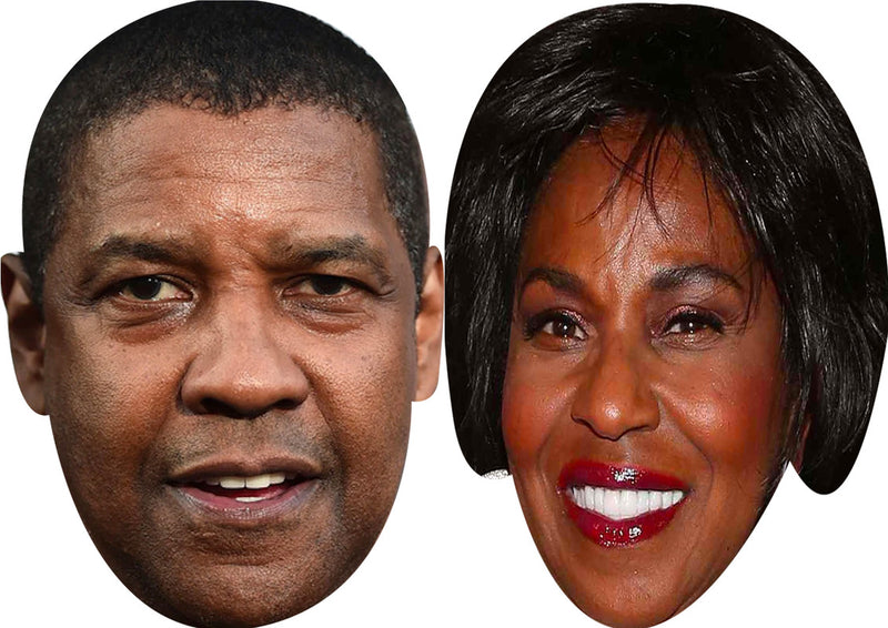 Denzel and Pauletta Washington Celebrity Couple Face Mask Fancy Dress - High-Quality Cardboard Masks for Any Occasion