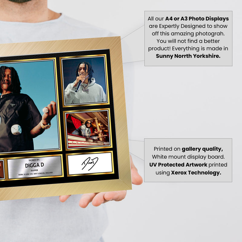 Rappers Digga D Framed Autographed Print - Limited Edition Autograph Fan Gift – Collectible Memorabilia Merchandise