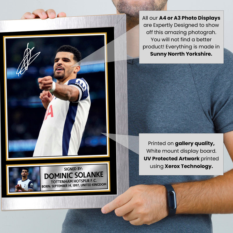 Dominic Solanke Tottenham Hotspur F.C. Poster Print – Signed Autograph Style Football Wall Art  – Framed or Unframed – Gift for Fans