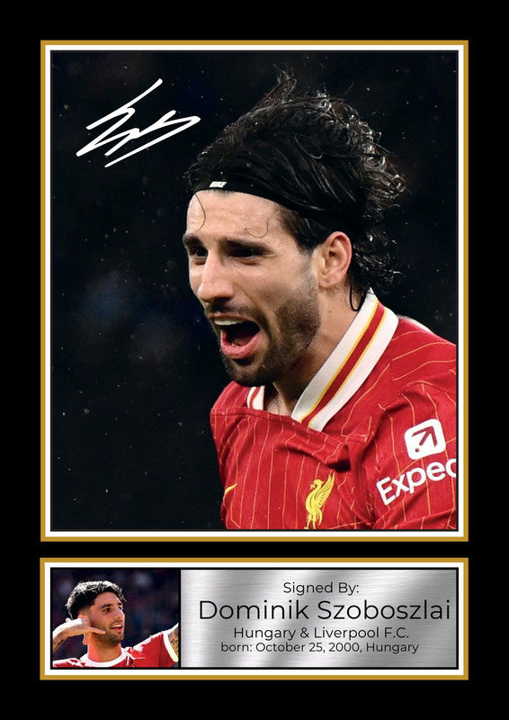 Dominik Szoboszlai Printed Signature Portrait Poster Print – Hungary & Liverpool F.C. Midfielder – Football Wall Art