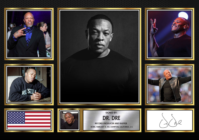 Rappers Dr.Dre Framed Autographed Print - Limited Edition Autograph Fan Gift – Collectible Memorabilia Merchandise