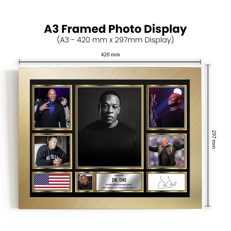 Rappers Dr.Dre Framed Autographed Print - Limited Edition Autograph Fan Gift – Collectible Memorabilia Merchandise