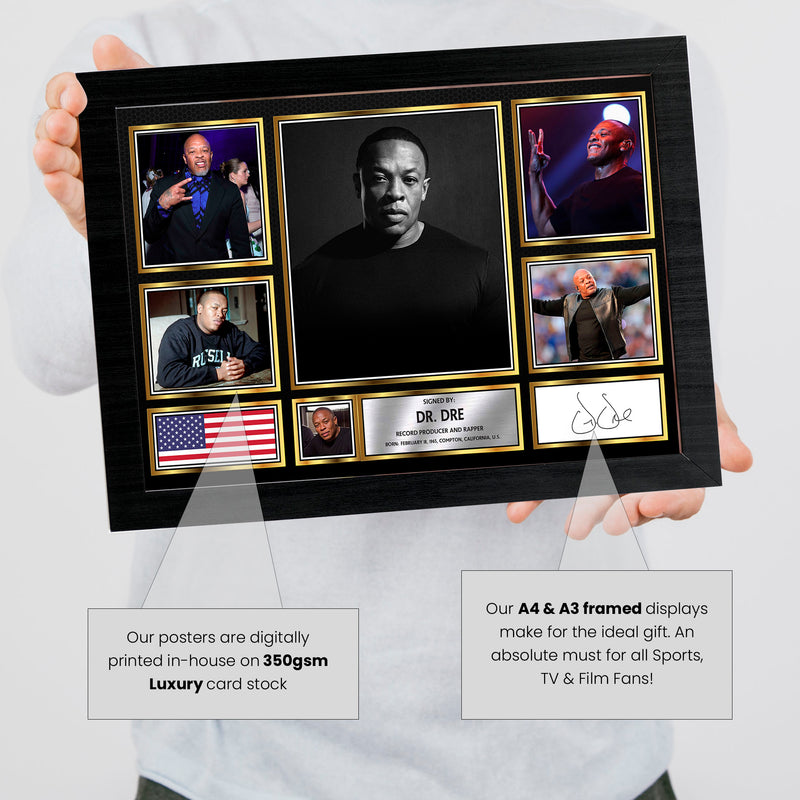 Rappers Dr.Dre Framed Autographed Print - Limited Edition Autograph Fan Gift – Collectible Memorabilia Merchandise