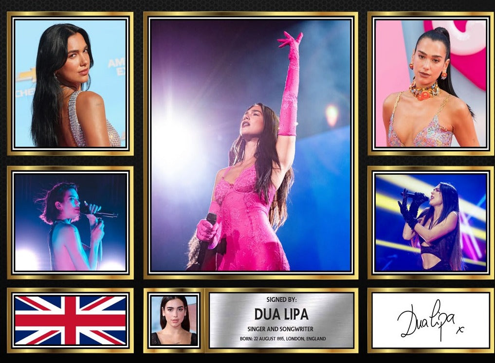 Dua Lipa Singers Framed Printed Signature Print – Fan Gift – Wall Art – Dua Lipa Singers Framed Printed Signature Print – A4 Poster