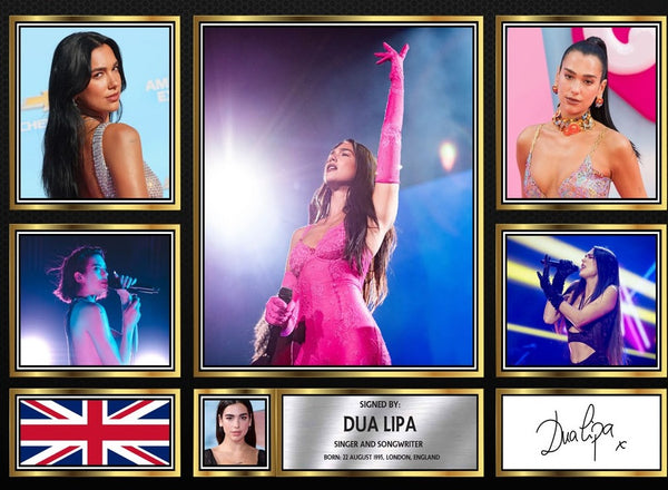 Dua Lipa Singers Framed Printed Signature Print – Fan Gift – Wall Art – Reproduction Print