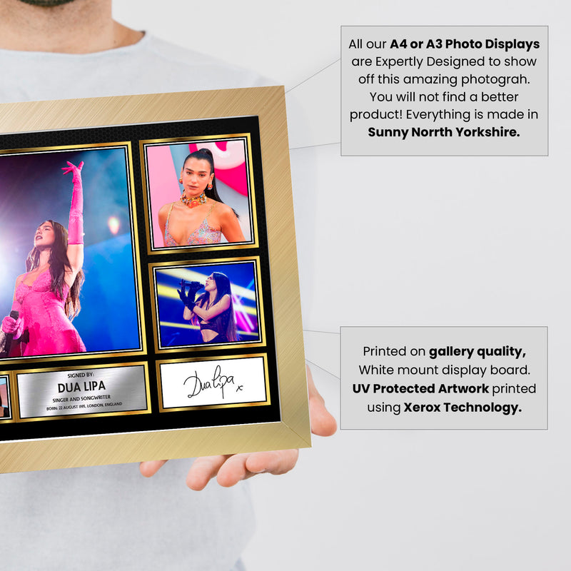 Dua Lipa Singers Framed Autographed Print - Limited Edition Autograph Fan Gift – Collectible Memorabilia Merchandise