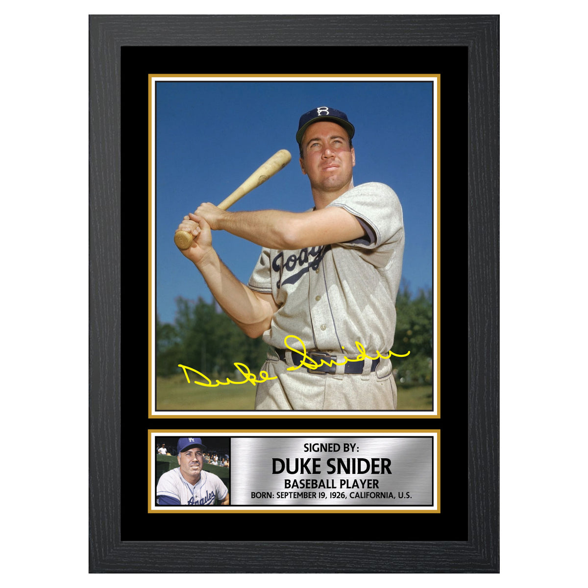 Duke Snider Baseball Player Printed Signature Poster Print Gift