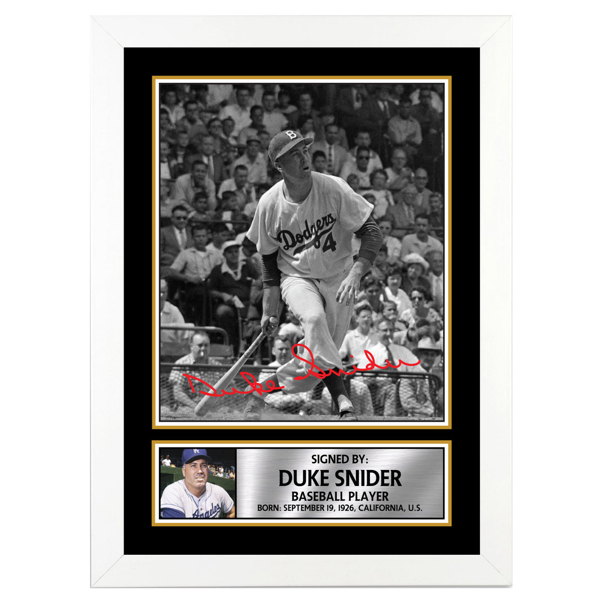 Duke Snider 2 Baseball Player Printed Signature Poster Print Gift