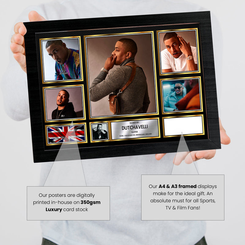 Rappers Dutchavelli Framed Autographed Print - Limited Edition Autograph Fan Gift – Collectible Memorabilia Merchandise