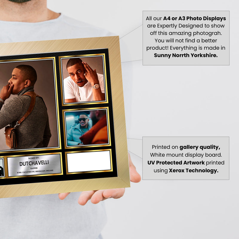 Rappers Dutchavelli Framed Autographed Print - Limited Edition Autograph Fan Gift – Collectible Memorabilia Merchandise