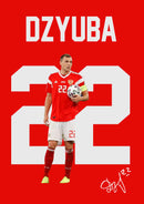Artem Dzyuba Signed Poster Print – National Team Striker Tribute Wall Art with Signature & Jersey Number 22 – Captain Memorabilia for Football Fans & Collectors