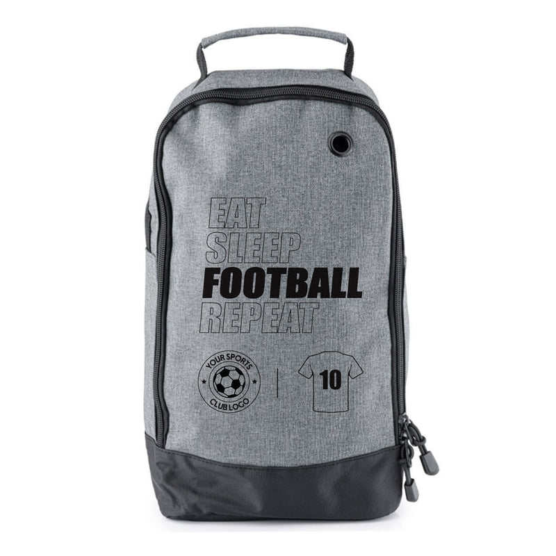 Football Boot Bags for Kids – Eat Sleep Football Repeat - Durable Personalized Sports Bag with Custom Logo & Number