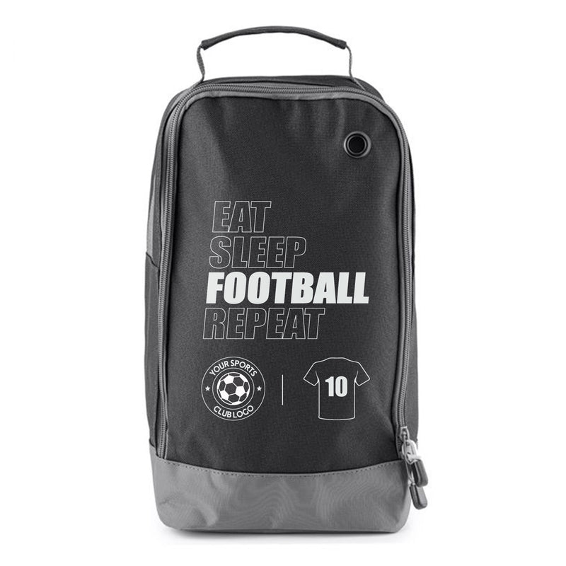 Football Boot Bags for Kids – Eat Sleep Football Repeat - Durable Personalized Sports Bag with Custom Logo & Number