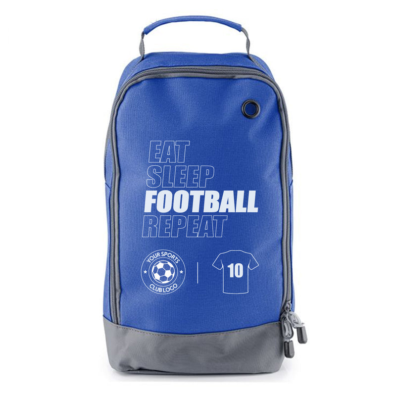 Football Boot Bags for Kids – Eat Sleep Football Repeat - Durable Personalized Sports Bag with Custom Logo & Number