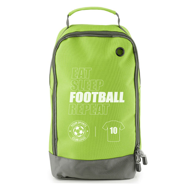 Football Boot Bags for Kids – Eat Sleep Football Repeat - Durable Personalized Sports Bag with Custom Logo & Number