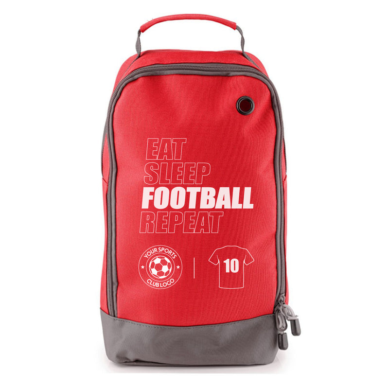 Football Boot Bags for Kids – Eat Sleep Football Repeat - Durable Personalized Sports Bag with Custom Logo & Number