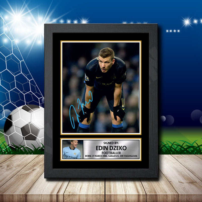 Edin Dzeko 1 Printed Signature Footballers Star Poster Print Framed Wall Art Gift – Edin Dzeko 1 Printed Signature Footballers Star Poster Print