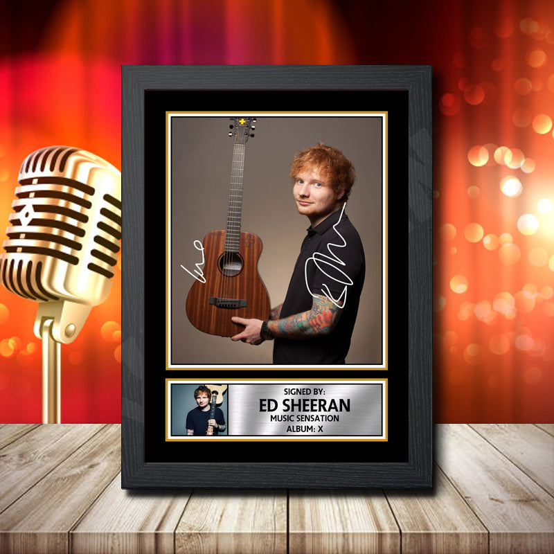 Ed Sheeran X 2 Printed Signature Music Star Poster Print Framed Wall Art Gift – Ed Sheeran X 2 Printed Signature Music Star Poster Print