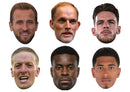 England Football Legends Face Mask Multipack – 6 England Football Star Inspired Party Masks – Funny Fancy Dress Accessories for Football Parties, Match Days, Tournaments, Birthdays & Photo Booth Props