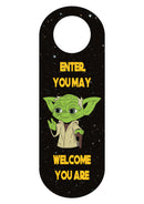 Funny “Enter You May, Welcome You Are” Door Hanger Sign – Yoda Style Quote Novelty Do Not Disturb Door Sign – Sci-Fi Inspired Bedroom Door Handle Sign, Gift for Fans, Pack of 4