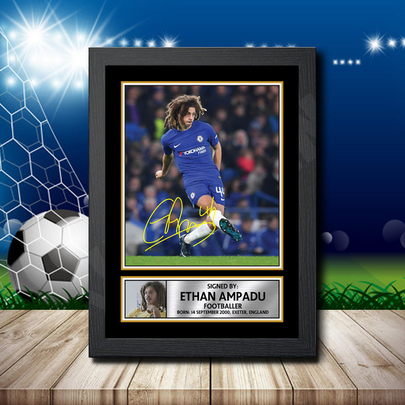 Ethan Ampadu 2 Printed Signature Footballers Star Poster Print Framed Wall Art Gift – Ethan Ampadu 2 Printed Signature Footballers Star Poster Print