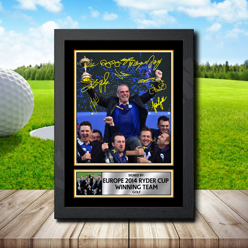 Europe 2014 Ryder Cup Winning Team Printed Signature Golfer Star Poster Print Framed Wall Art Gift – Europe 2014 Ryder Cup Winning Team Printed Signature Golfer Star Poster Print