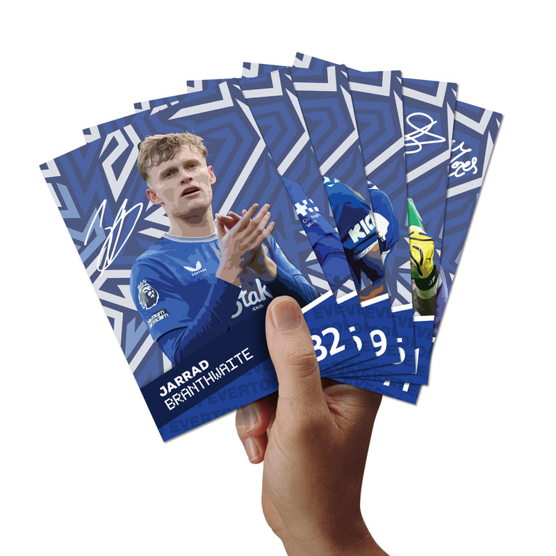 Everton Players SIGNED A6 Poster Pack - 6 Autographed Poster Print Cards (Branthwaite, Doucoure, Calvert-Lewin, Tarkowski, Pickford, Moyes)