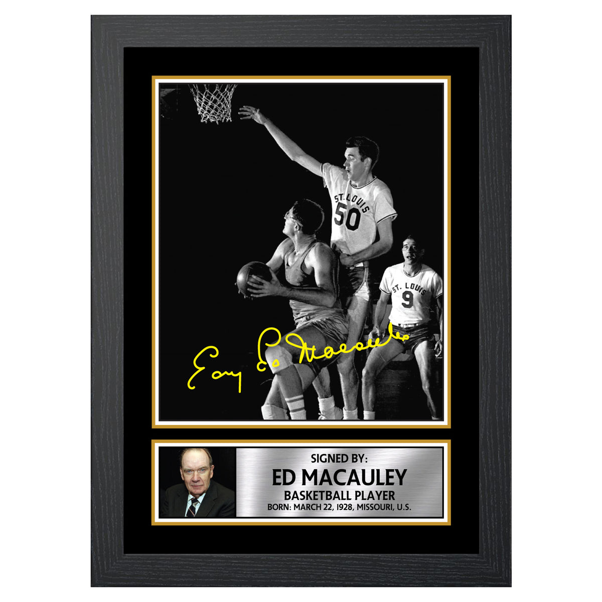 Ed Macauley 2 Basketball Player Printed Signature Poster Print Gift