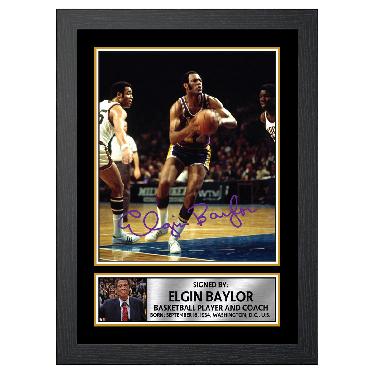 Elgin Baylor 2 Basketball Player Printed Signature Poster Print Gift