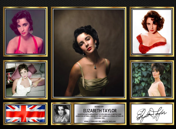 Elizabeth Taylor Actors Framed Printed Signature Print – Fan Gift – Wall Art – Reproduction Print