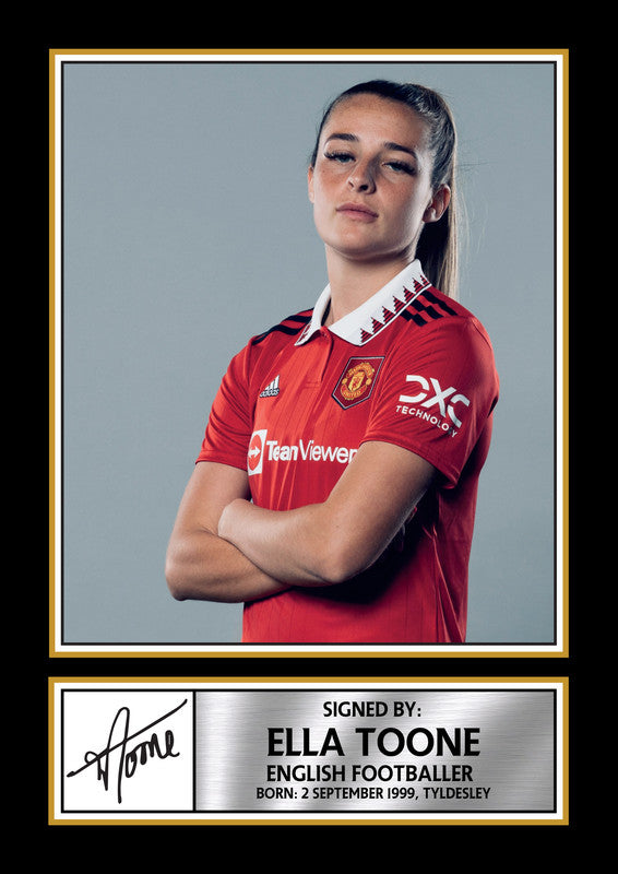 Ella Toone Printed Signature Poster Print – Manchester United Women’s Football Tribute Wall Art with Signature & Player Bio