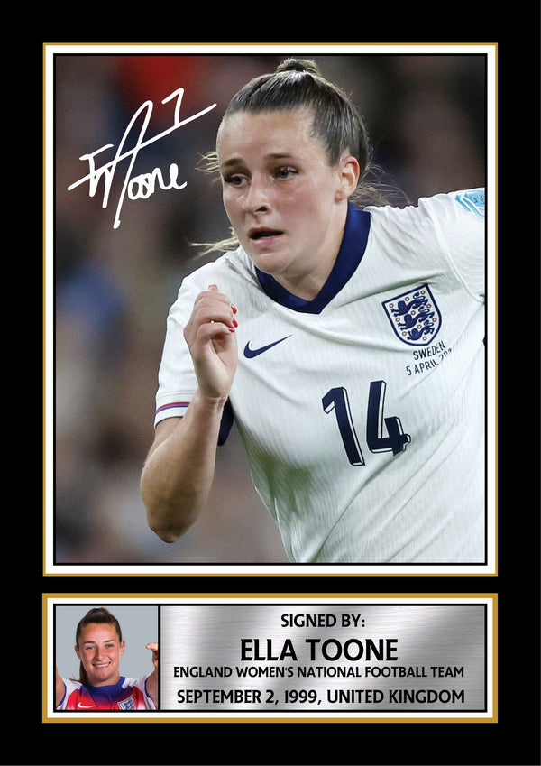 Ella Toone Printed Signature Framed Photo – England Women’s Football Wall Art – Gift for Lionesses Fans & Sports Enthusiasts