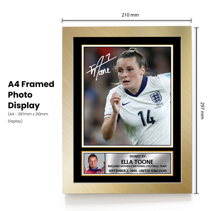 Ella Toone Signed Framed Photo – England Women’s Football Memorabilia – Gift for Lionesses Fans & Sports Enthusiasts