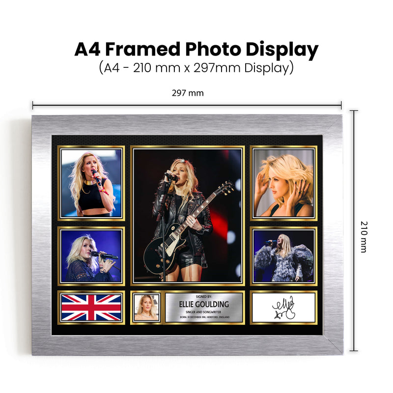 Ellie Goulding Singers Framed Autographed Print - Limited Edition Autograph Fan Gift – Collectible Memorabilia Merchandise