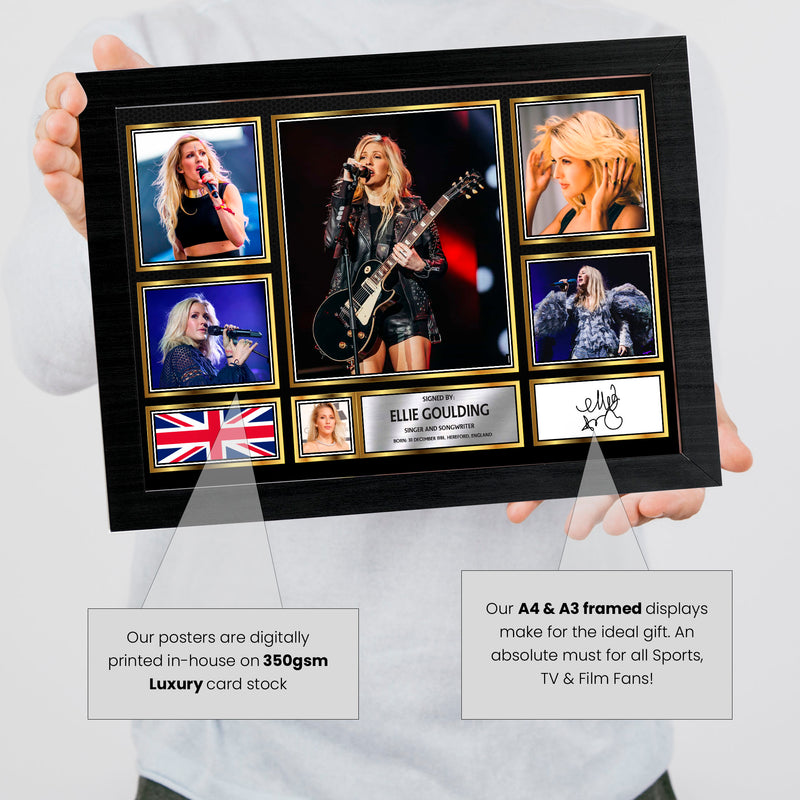 Ellie Goulding Singers Framed Autographed Print - Limited Edition Autograph Fan Gift – Collectible Memorabilia Merchandise