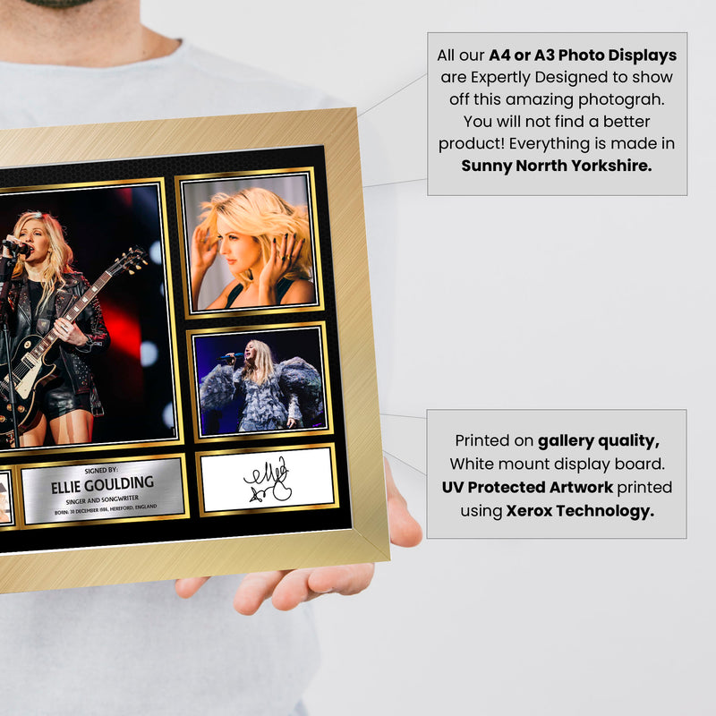 Ellie Goulding Singers Framed Autographed Print - Limited Edition Autograph Fan Gift – Collectible Memorabilia Merchandise