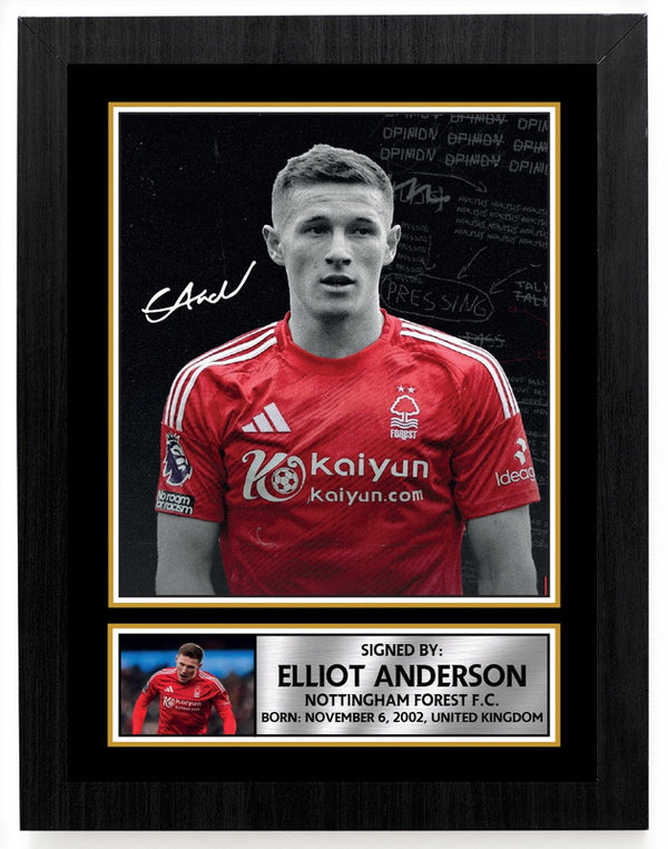 Elliot Anderson Nottingham Forest F.C. Poster Print – Printed Signature Style Football Wall Art – Framed or Unframed – Gift for Fans