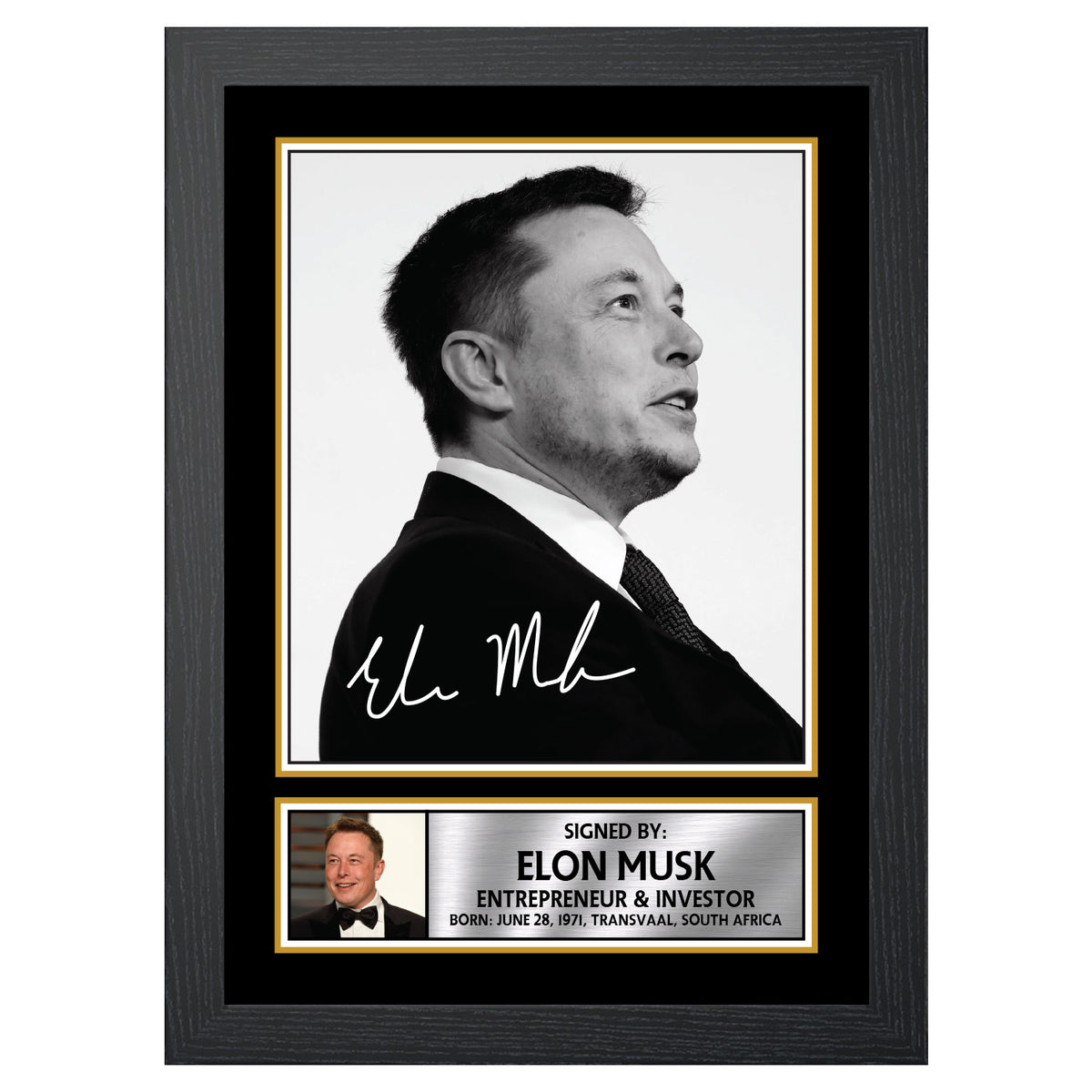Elon Musk Famous Businessmen Printed Signature Poster Print Gift