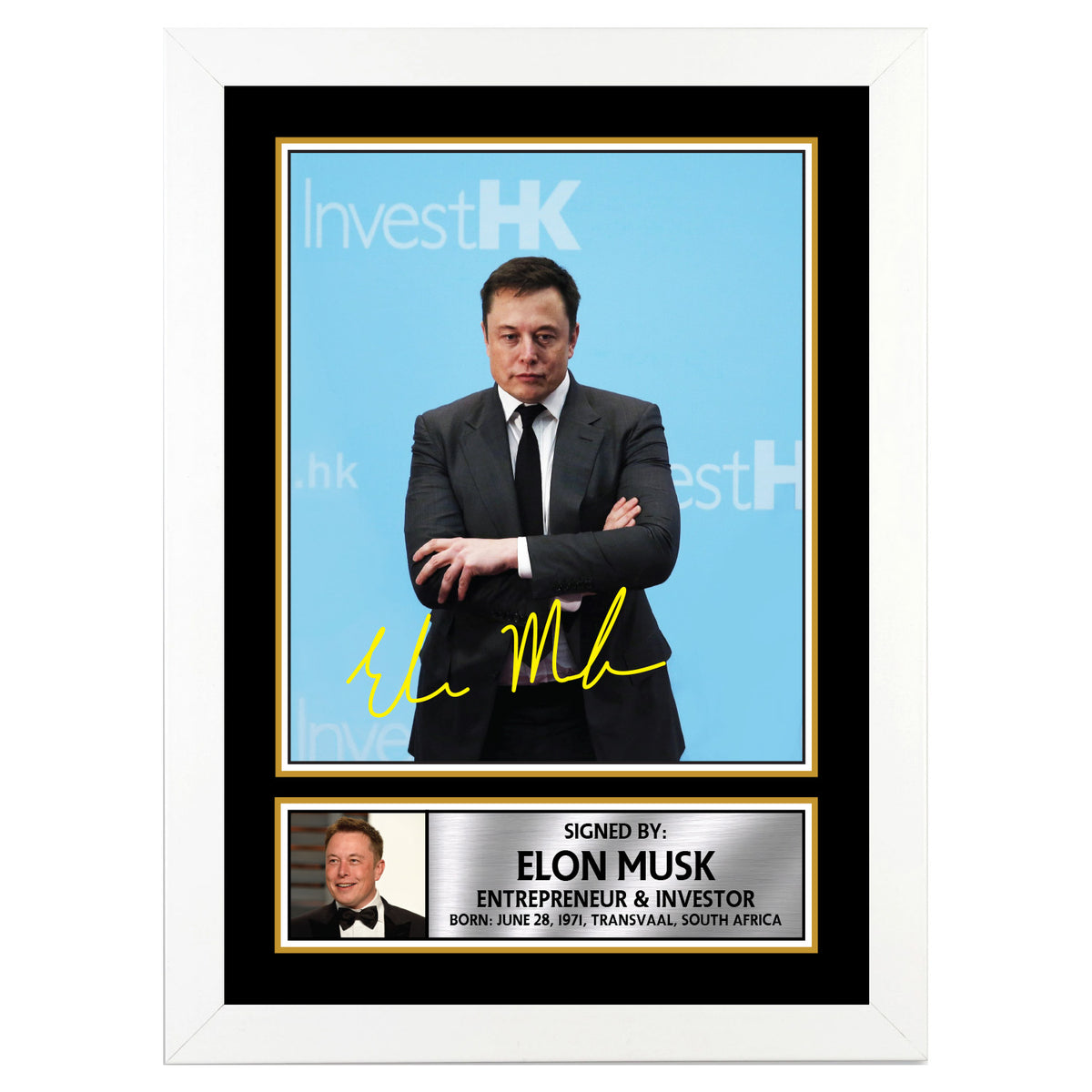 Elon Musk 2 Famous Businessmen Printed Signature Poster Print Gift