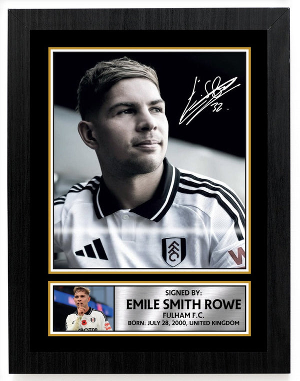 Emile Smith Rowe Fulham F.C. Poster Print – Printed Signature Style Football Wall Art – Framed or Unframed – Gift for Fans