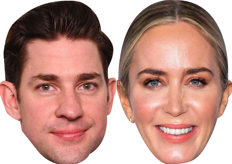 Emily Blunt and John Krasinski Celebrity Couple Face Mask Fancy Dress - High-Quality Cardboard Masks for Any Occasion