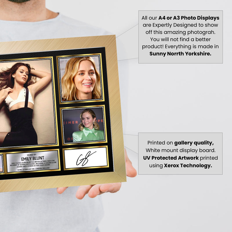 Emily Blunt Actors Framed Autographed Print - Limited Edition Autograph Fan Gift – Collectible Memorabilia Merchandise