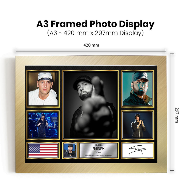 Rappers Eminem Framed Autographed Print - Limited Edition Autograph Fan Gift – Collectible Memorabilia Merchandise