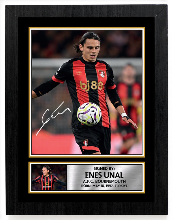 Enes Ünal A.F.C. Bournemouth Poster Print – Printed Signature Style Football Wall Art – Framed or Unframed – Gift for Fans