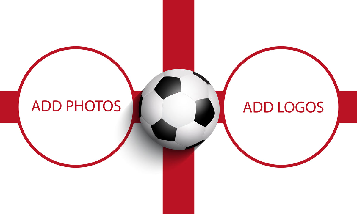 Personalised England football flag in red and white, printed with custom wording