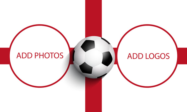 Personalised England football flag in red and white, printed with custom wording